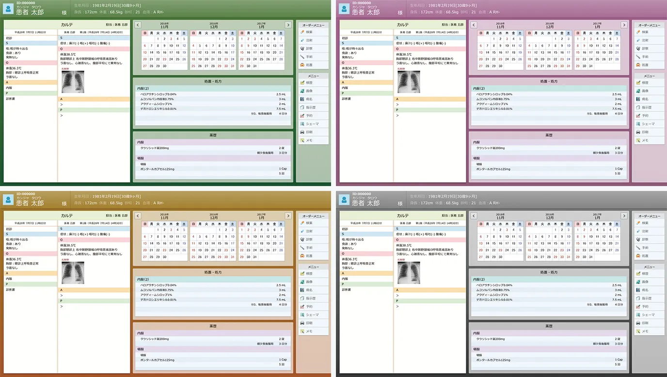 UIデザイン制作例〜電子カルテソフトウェアのUIデザインカラーバリエーション